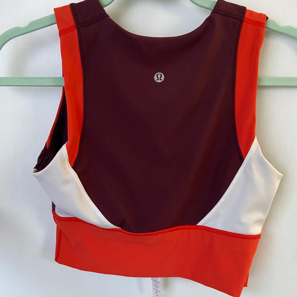 Burgundy & Orange Lululemon Size 8 Sports Bra Top